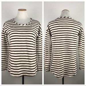 MADEWELL Striped Long Sleeve Side Slit Shirt